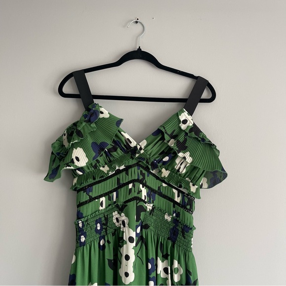 Self Portrait Green Floral ‘Cold Shoulder’ Dress - Picture 5 of 8